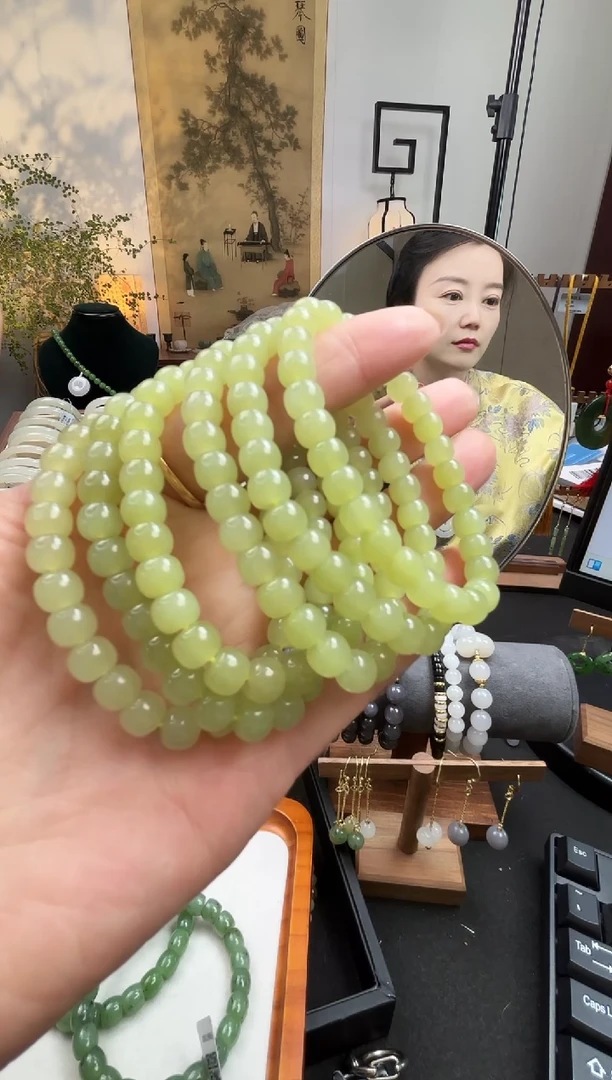 未镶嵌手链和田玉（黄玉）老型珠7mm