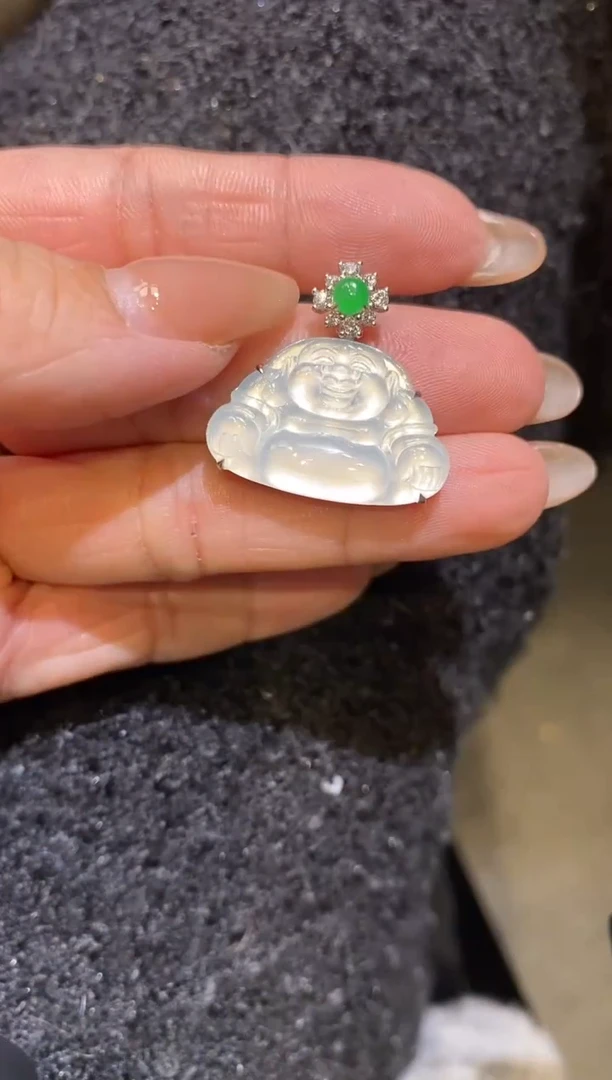 吊坠(不含链)18K金镶嵌翡翠佛公