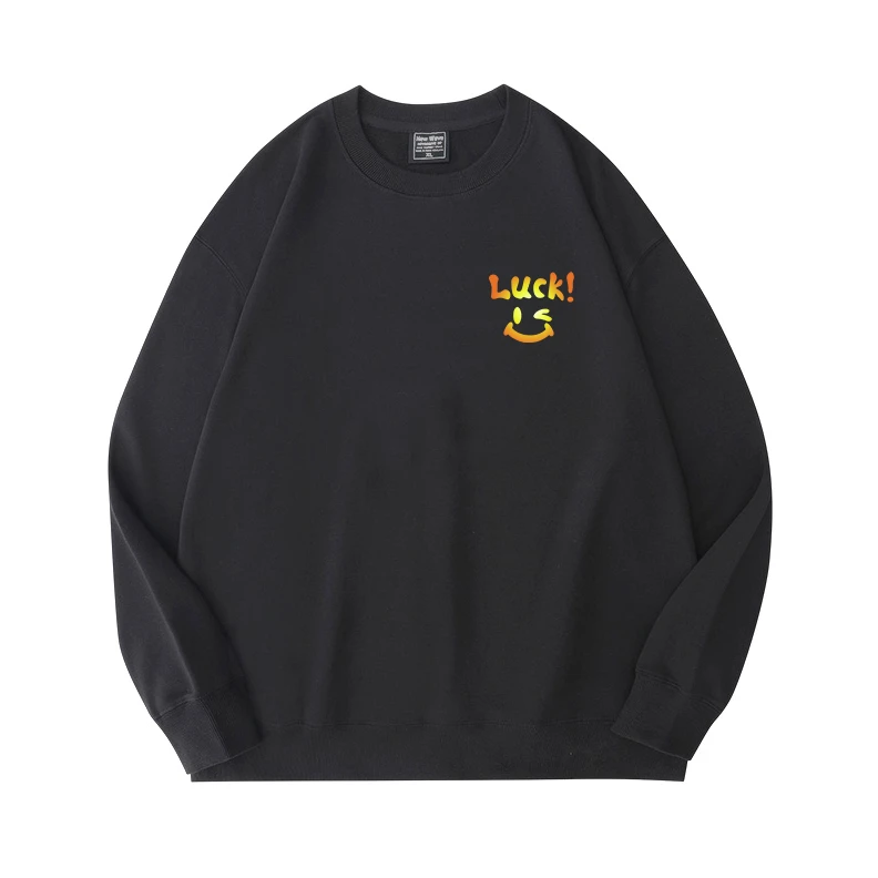 特大码300斤潮牌港式潮流笑脸卫衣男士秋冬加绒上班通勤百搭长袖