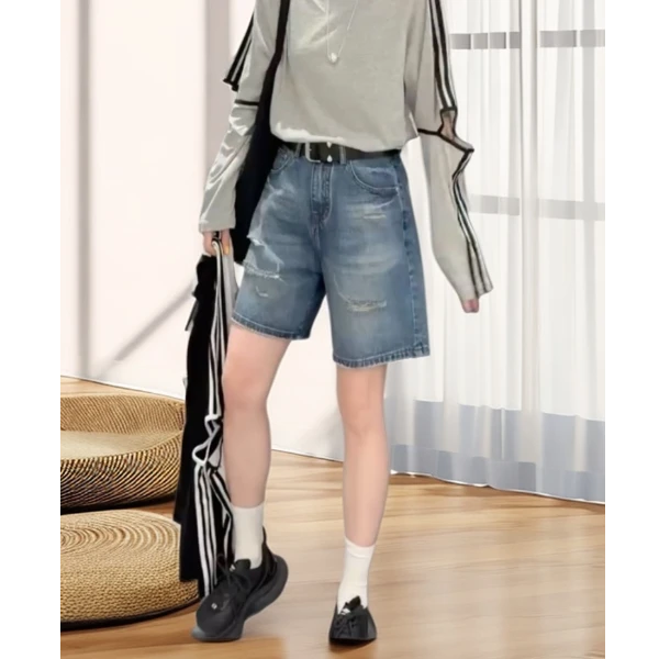 G思丹推荐【牛仔破洞短裤】