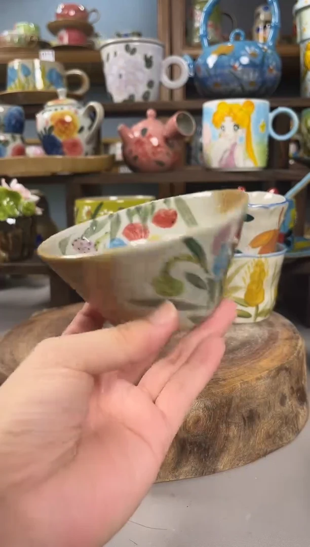 杯子手绘高温釉下陶瓷