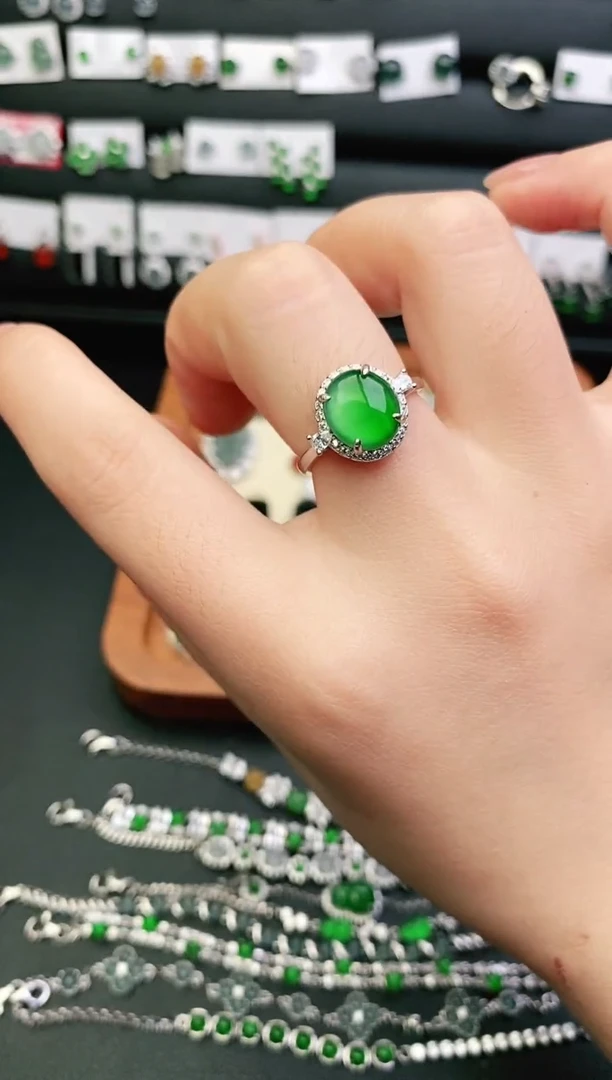 银S925镶嵌戒指翡翠0