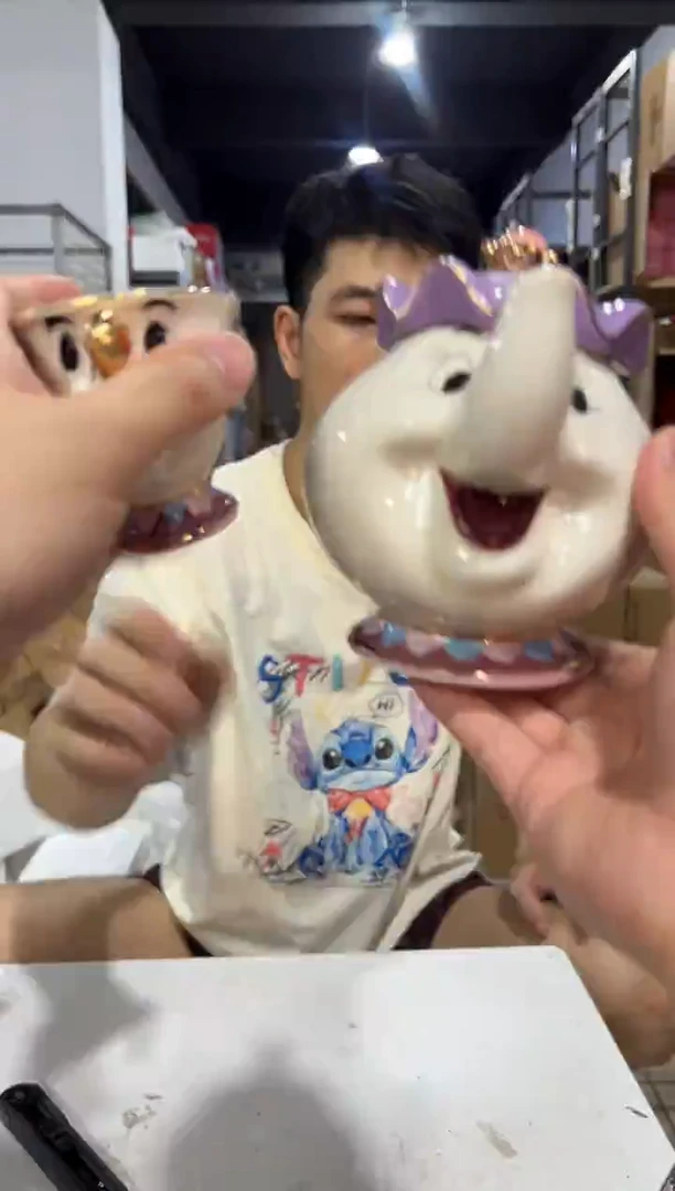 瓷片陶瓷茶壶一壶一杯