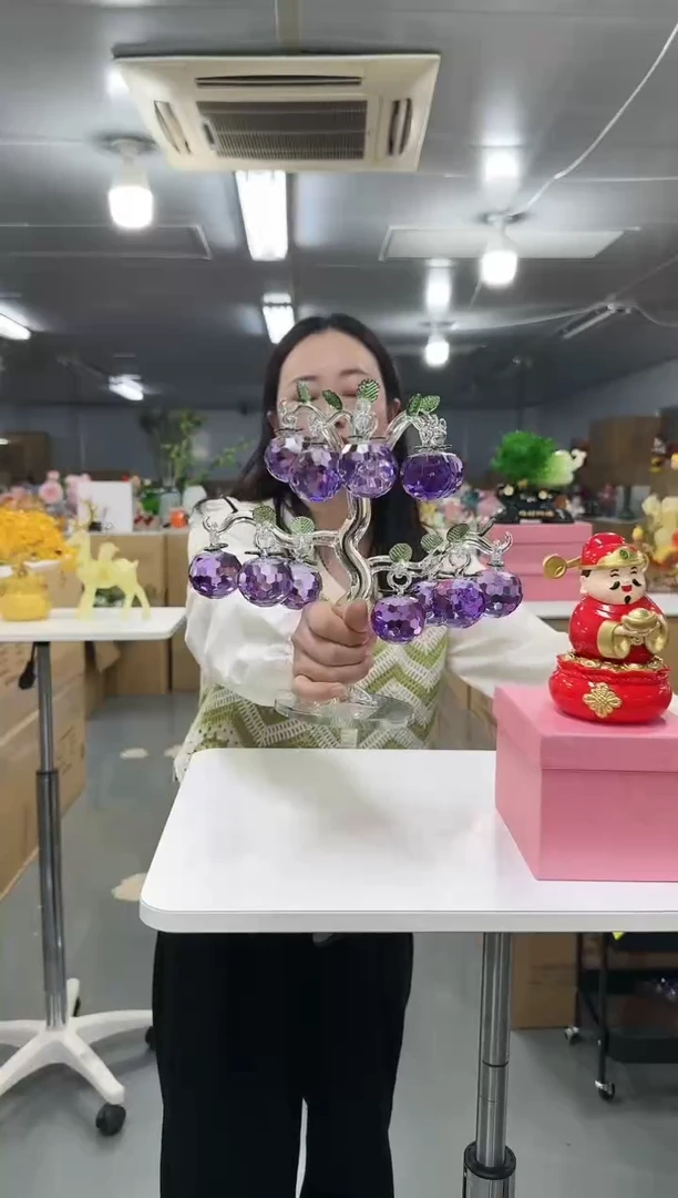 藤金沃水晶琉璃摆设     苹果紫色