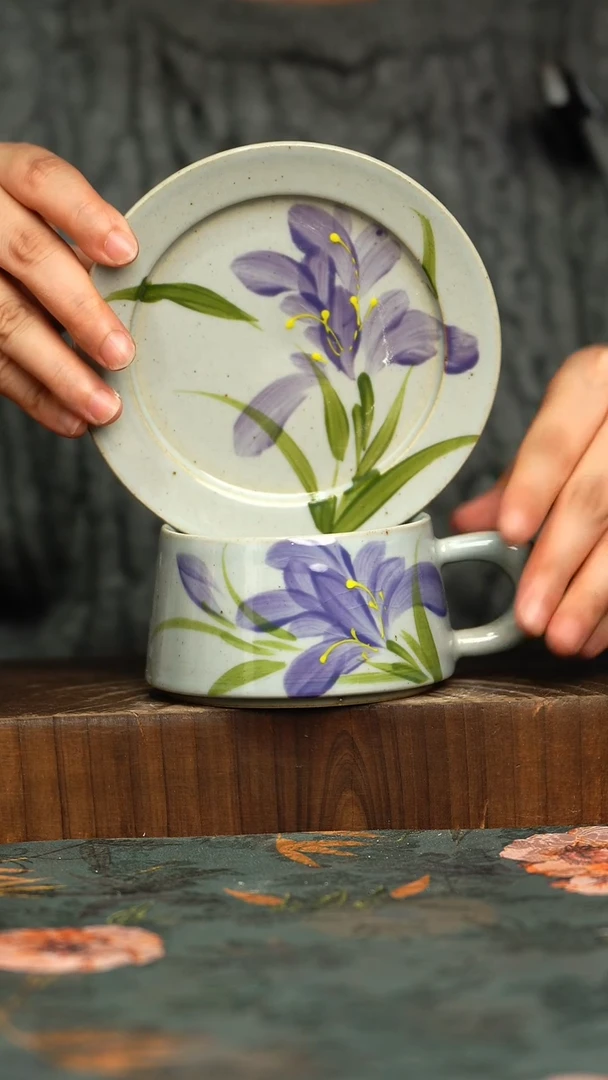 杯釉下彩手工手绘同款陶器