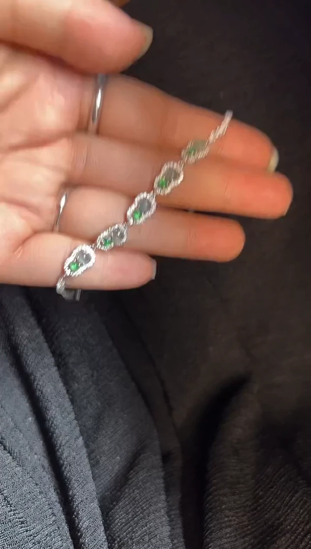 银S925镶嵌手链翡翠0534038665多样性发一