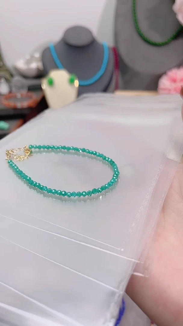 银S925镶嵌手链祖母绿硬抛49