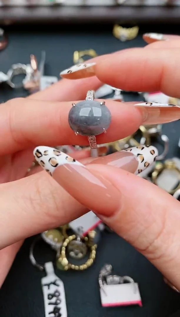 翡翠戒指银S925镶嵌...