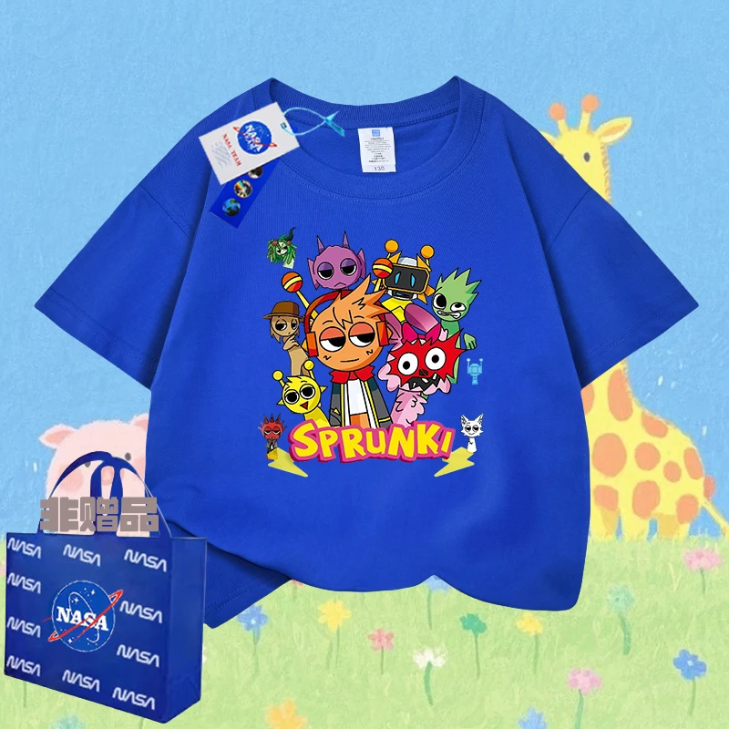 纯棉音乐节奏盒子游戏周边儿童纯棉T恤夏季sprunki短袖男女童上衣