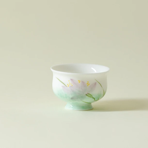 墨己手绘粉黛梦兰陶瓷小号茶杯精致元宝茶杯家用品茗杯客杯单杯