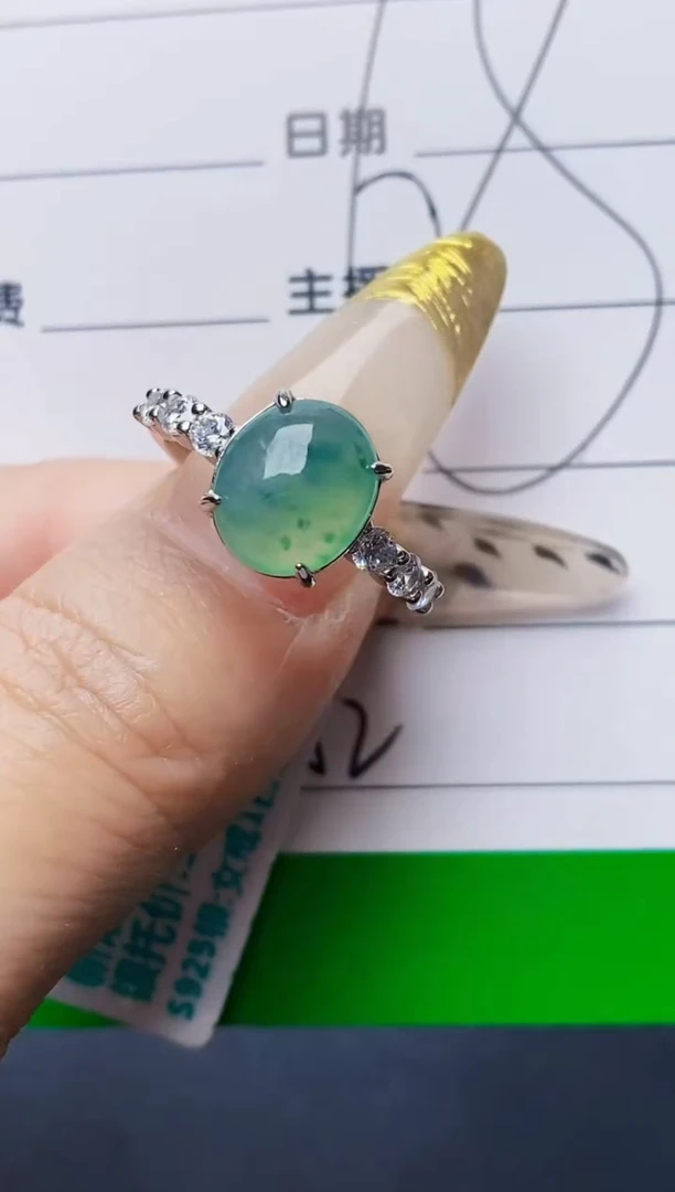 银S925镶嵌戒指翡翠5652