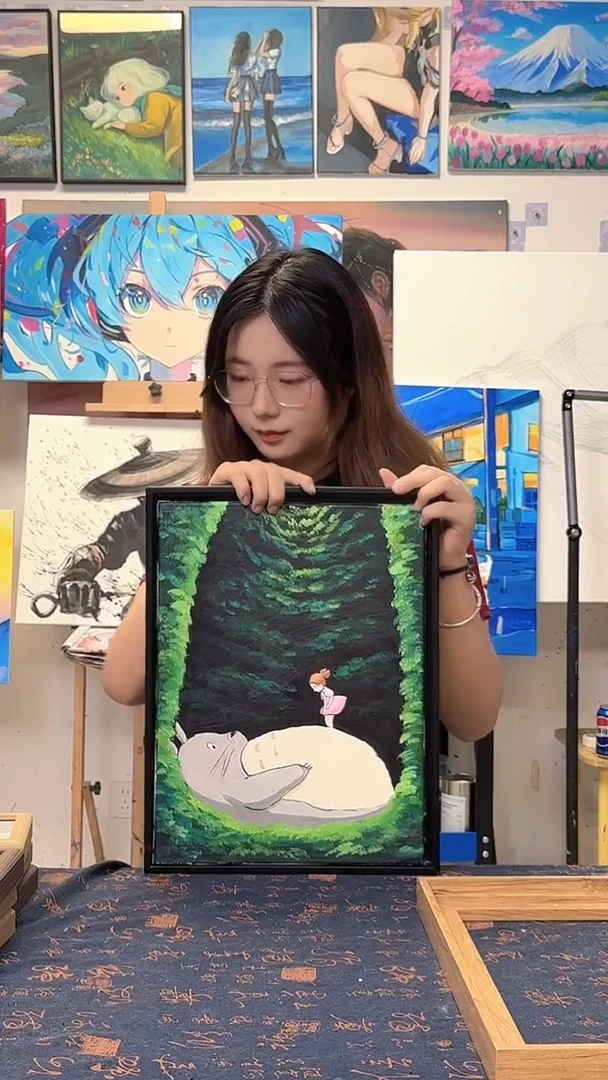 丙烯画嘎*脆宫崎骏龙猫丙烯画s