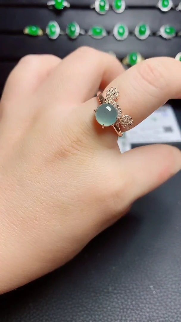 银S925镶嵌戒指翡翠天然翡翠A货s925银镶