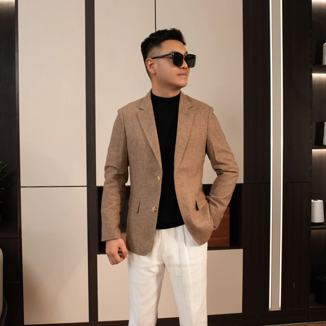 秋季新款新贵风商务休闲羊毛混纺男士修身西服夹克外套x81075