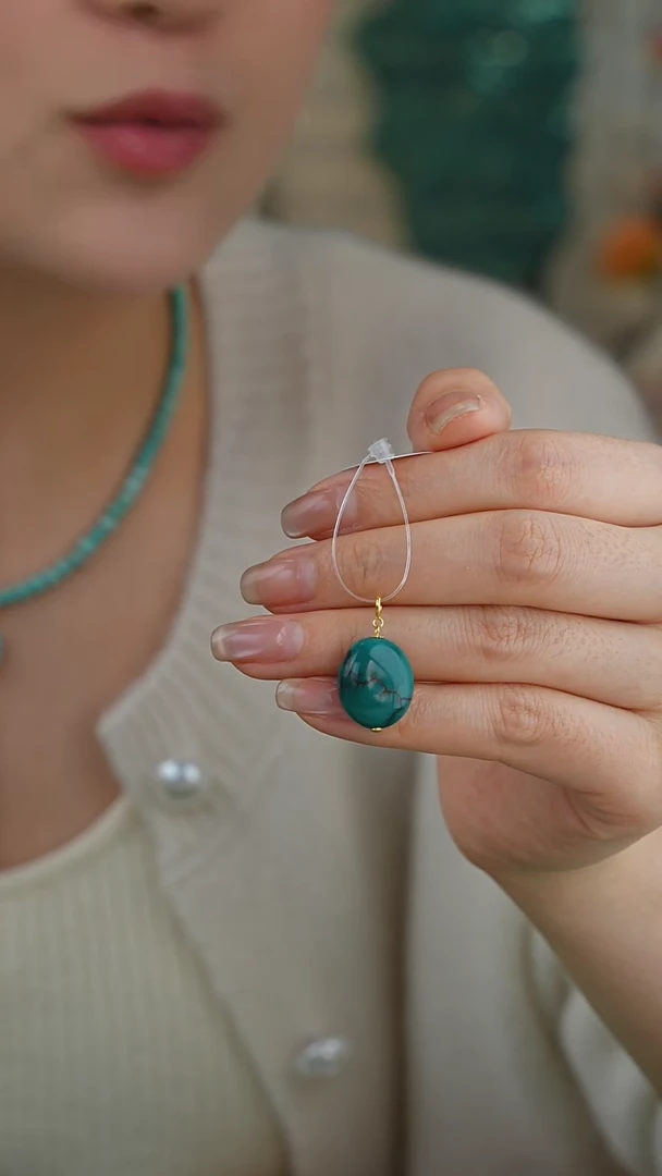 【闪购商品】绿松石吊坠(不含链)18K金镶嵌1