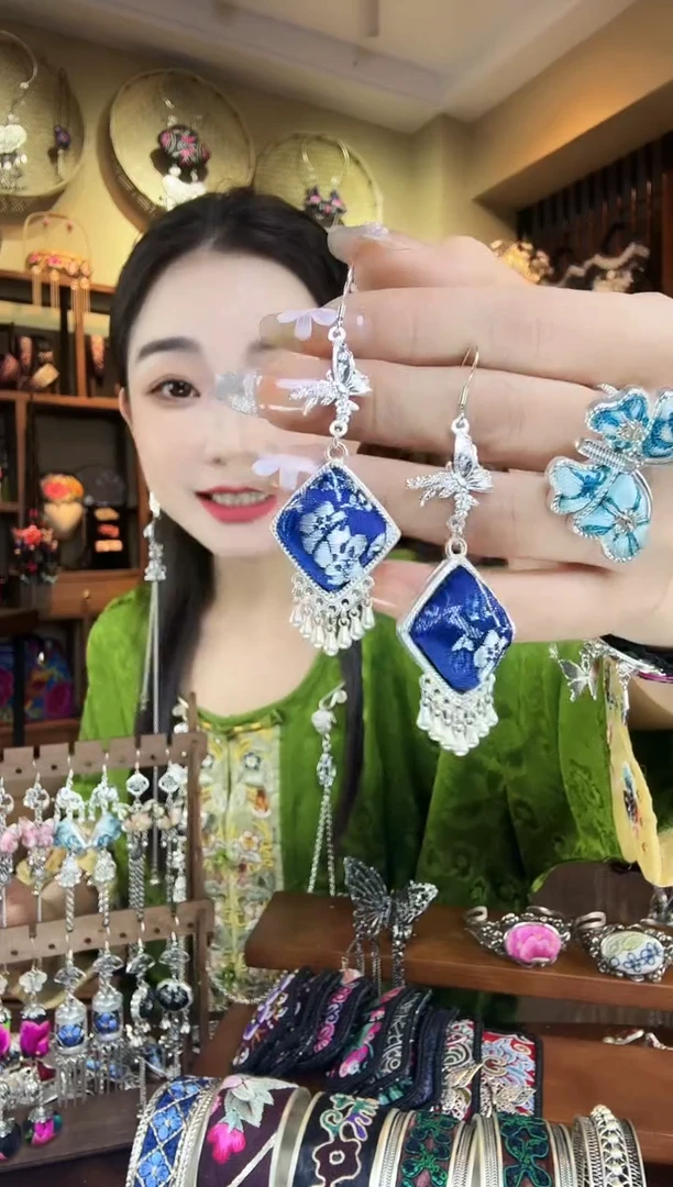 刺绣非遗刺绣民族风耳环