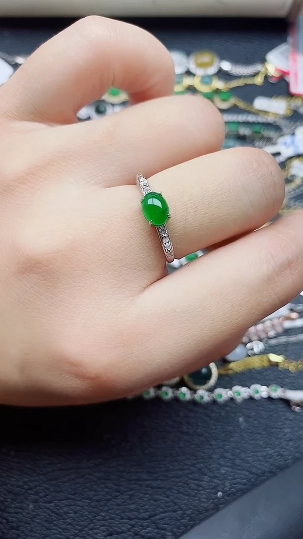 银S925镶嵌戒指翡翠1