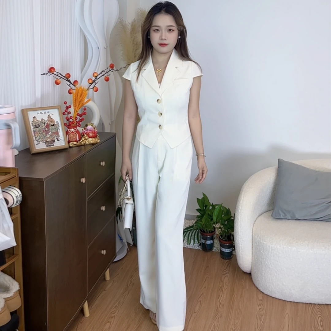 【珍珍专属】小个子夏气质高级感时尚极简飞飞袖西装马甲套装KY5020