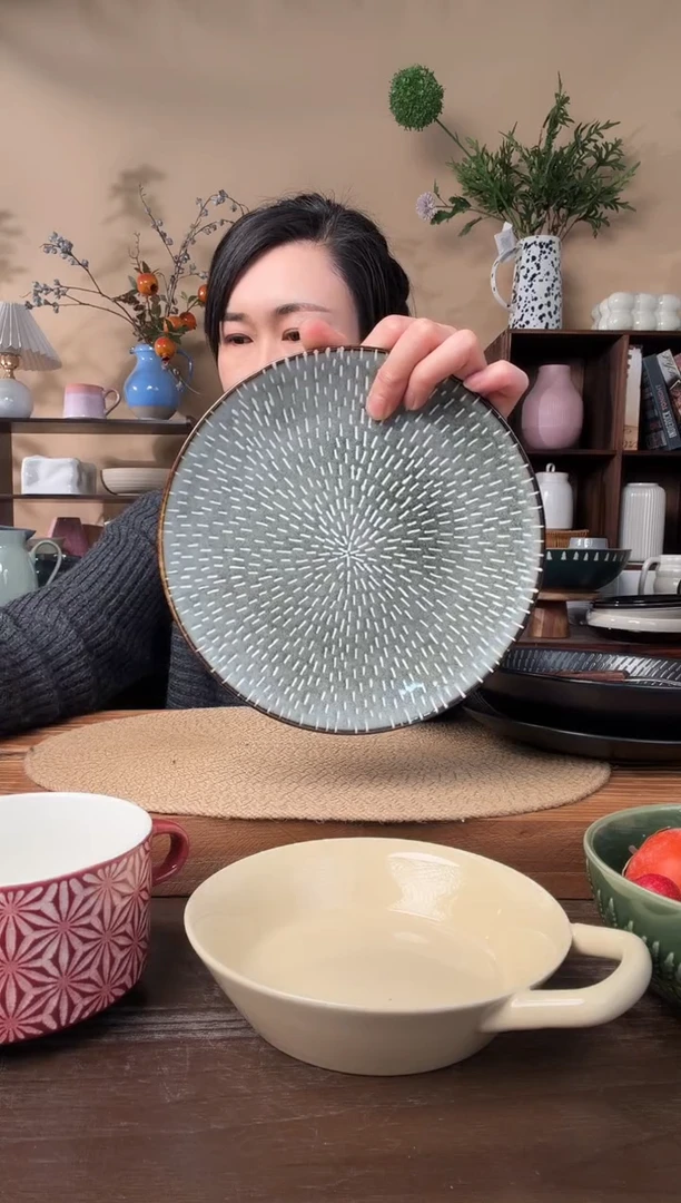 8.5英寸窑变灰繁星盘微瑕