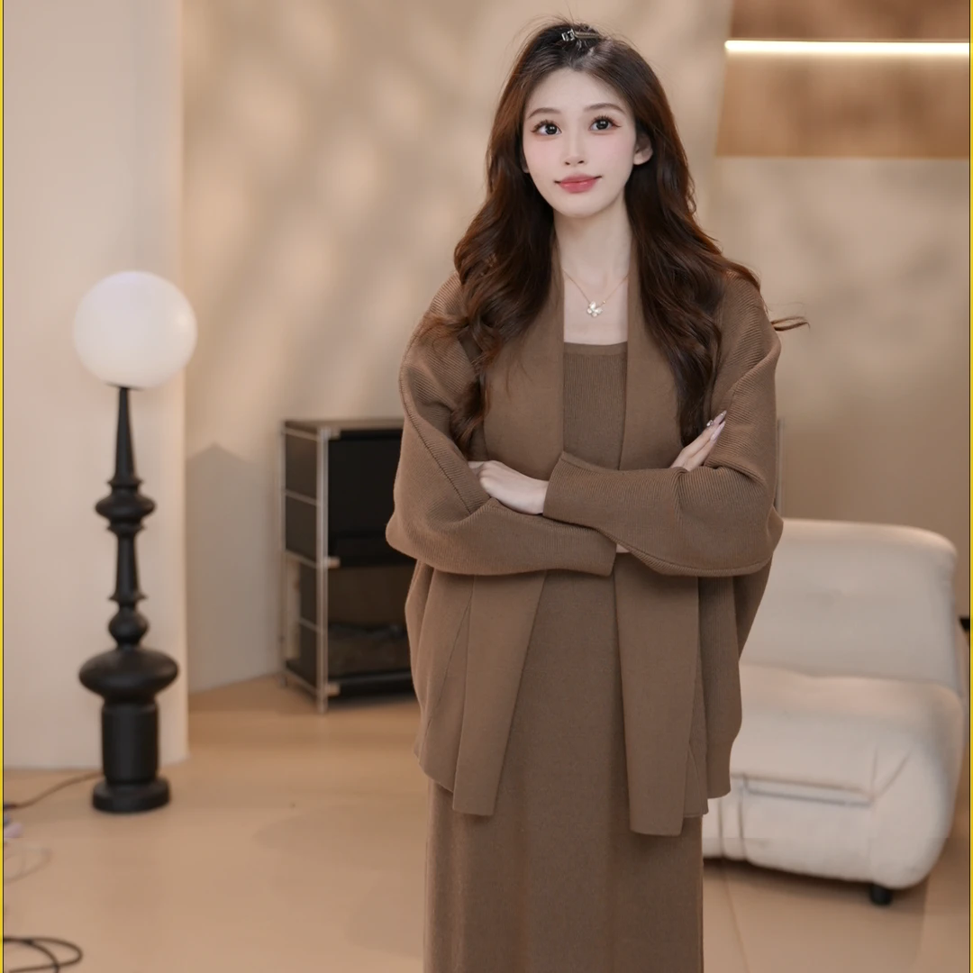 Basic House/百家好CSM百搭设计师开衫宽松连衣裙两件套