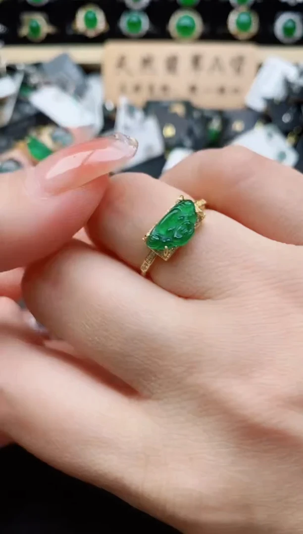 银S925镶嵌戒指翡翠1