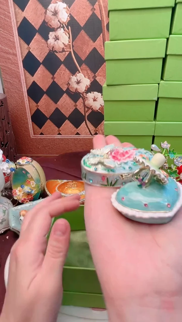 锌合金珐琅彩首饰盒摆件默认微瑕不退不换～