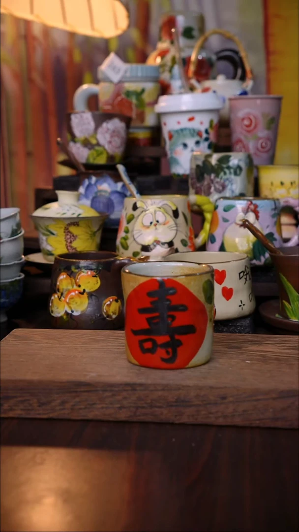 杯子陶泥垚手作 景德镇手工手绘陶瓷器物