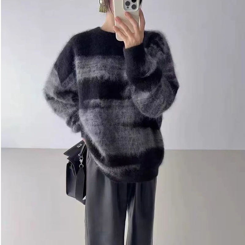 【段公子优选】针织厚款显瘦羊绒衫网红打底秋冬圆领上衣