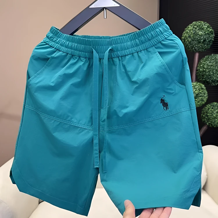 2025夏季速干透气休闲短裤男新款刺绣设计简约时尚百搭五分裤男款