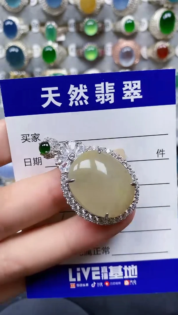翡翠银S925镶嵌颈饰017