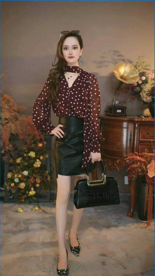 张卓8901设计感飘带V领秋季新款法式复古温柔风气质休闲衬衣