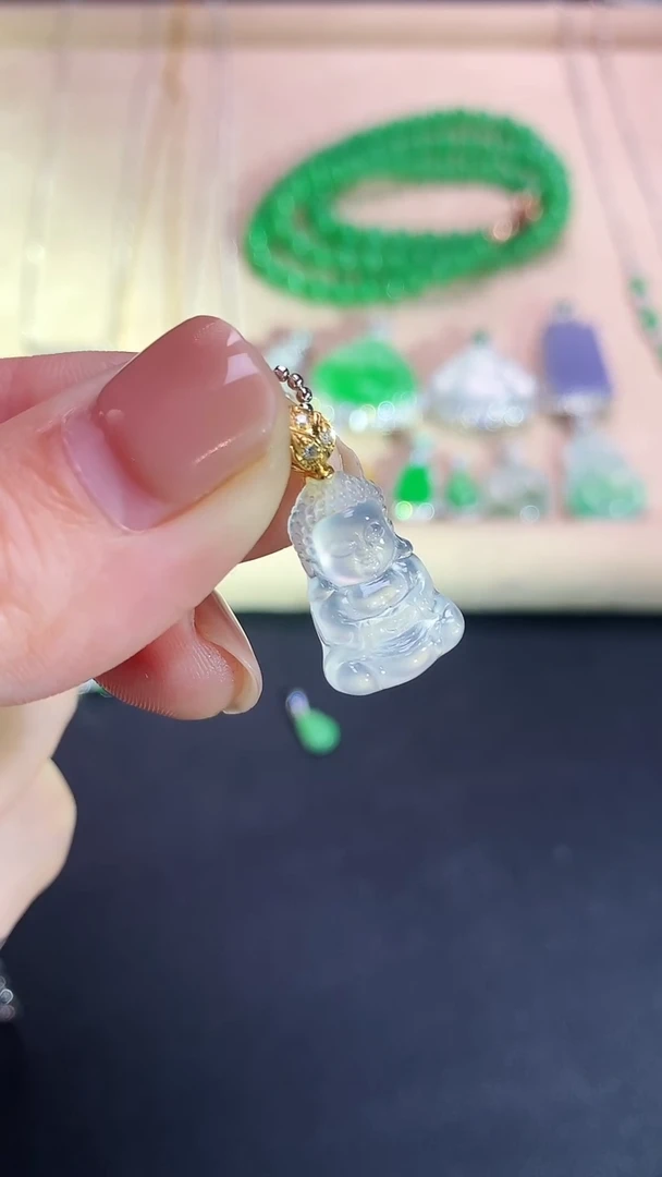 翡翠18K金镶嵌吊坠(不含链)宝宝佛|2380+0