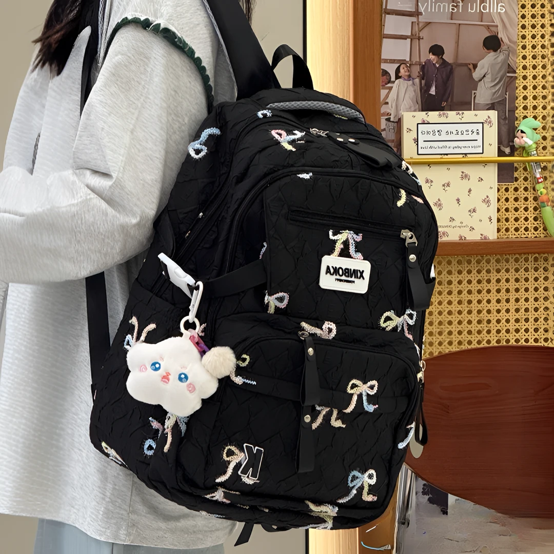 小众ins设计感书包女初中生高中生简约百搭双肩包大学生休闲背包