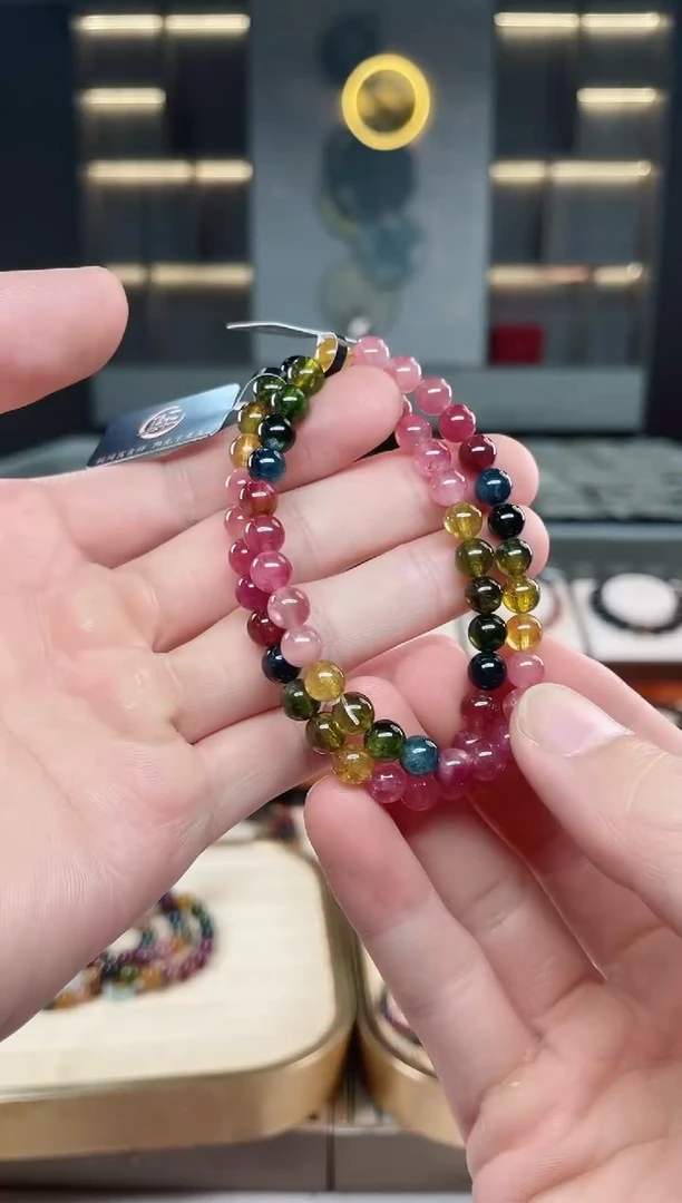 未镶嵌透体老矿碧玺彩虹单圈手串6mm+碧玺多样性发一条xion