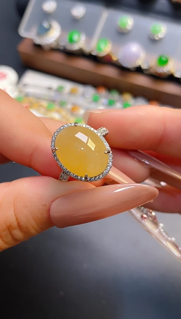 银S925镶嵌戒指翡翠天然