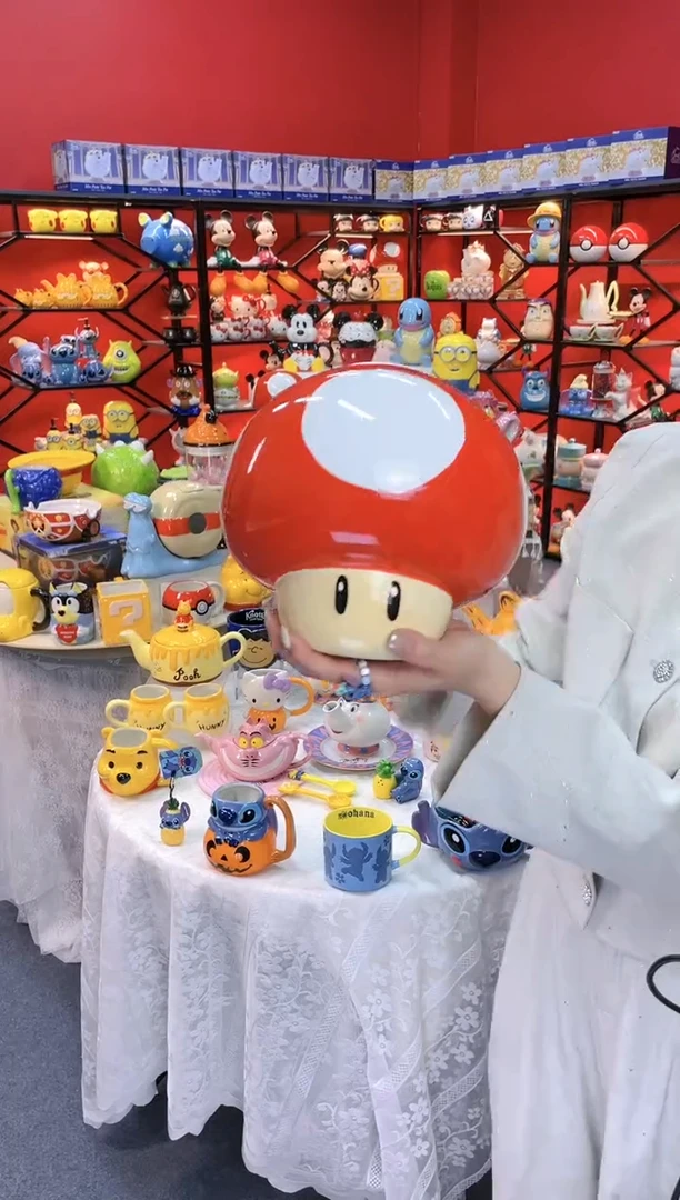 【闪购商品】.@@陶瓷蘑菇头饼干罐