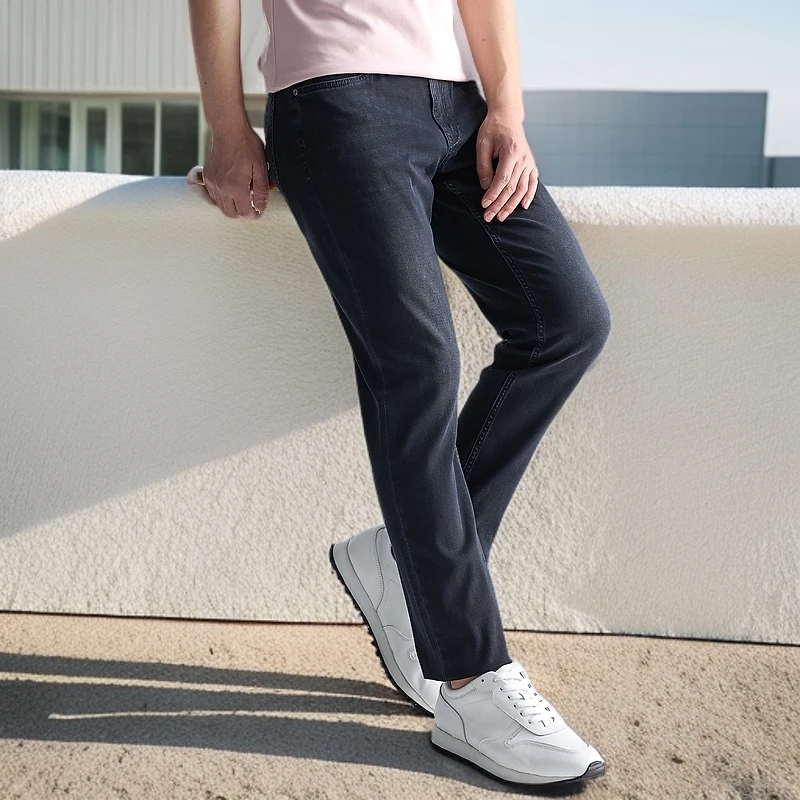 利郎【威化天丝莱赛尔】25新款夏季冰感修身牛仔水洗软夏季裤子男款