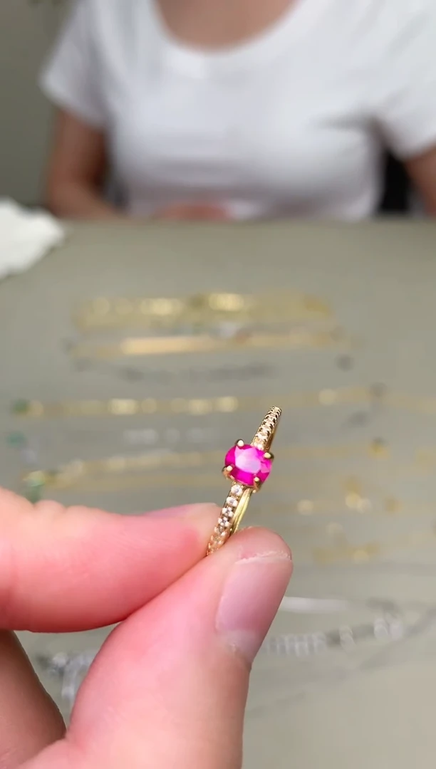 戒指银S925镶嵌红宝石戒指