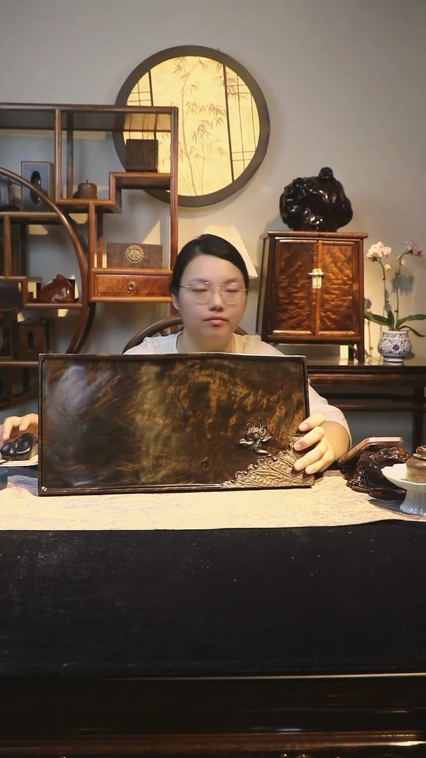 金丝楠阴沉木水波纹茶盘