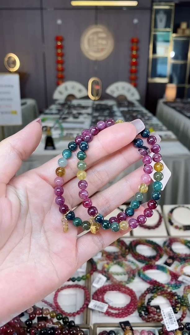 未镶嵌老矿碧玺单圈手串6mm+碧玺hon多样性发货一条