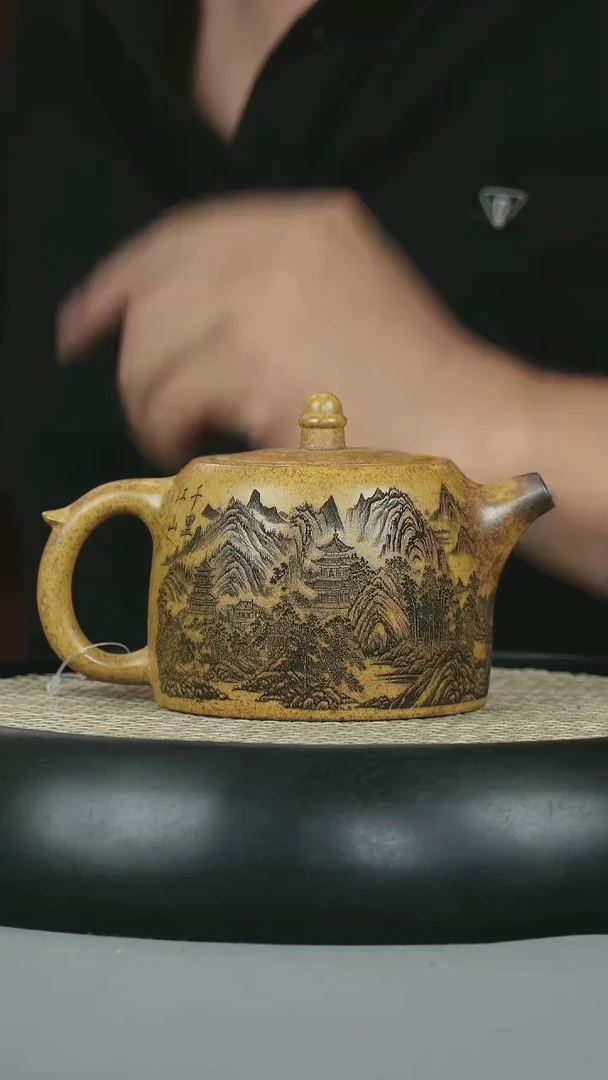 茶壶紫砂  龙骨金砂 井栏 江山如画