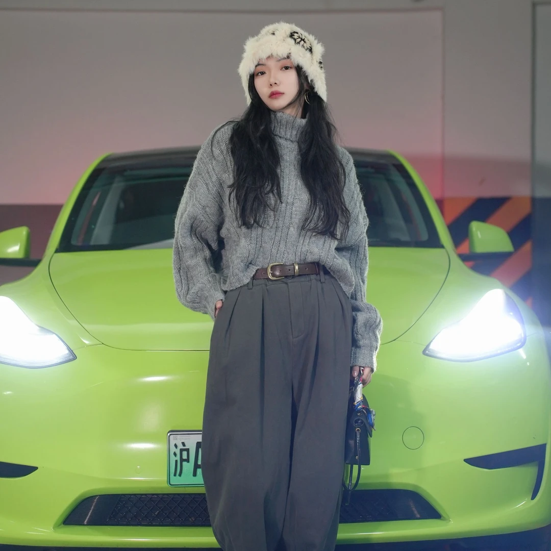 法式复古针织衫灰色高领短款毛衣麻花宽松显瘦上衣加厚