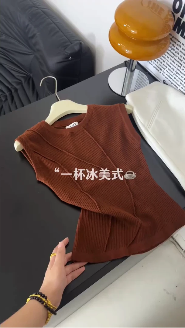 2025年夏季新款优雅独特圆领无袖针织衫气质百搭高级感显瘦女上衣