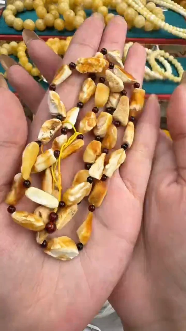 裸石琥珀未镶嵌蜜蜡原皮项链XD052