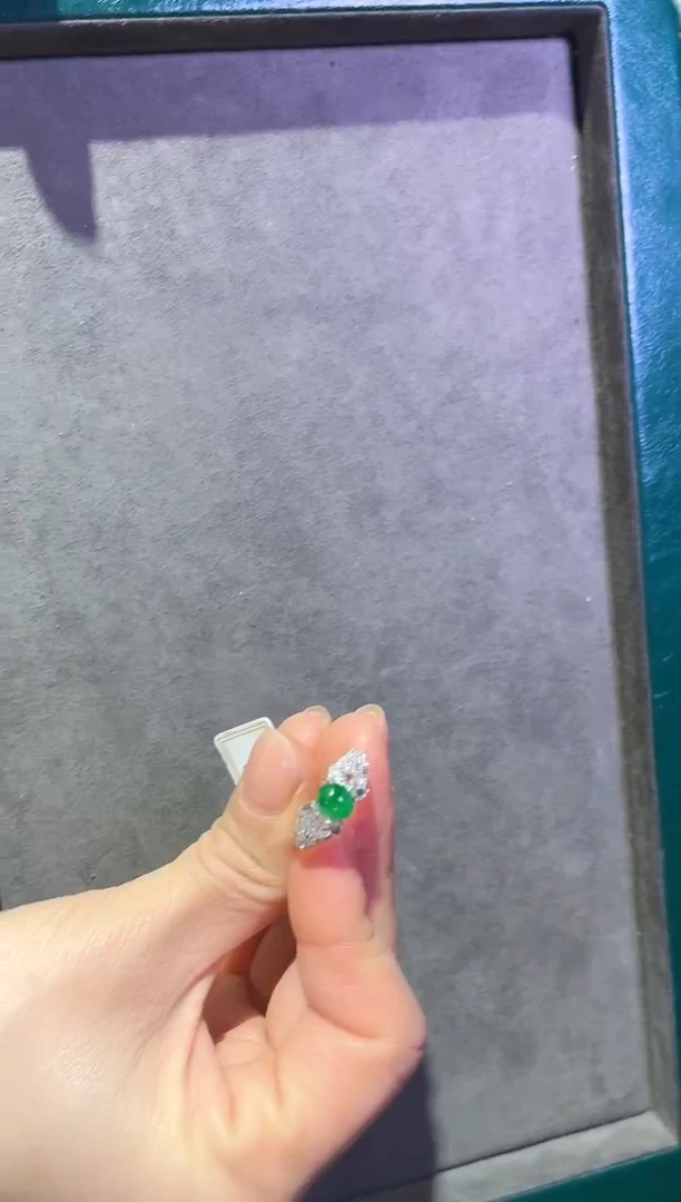18K金镶嵌戒指翡翠5【】不退不换裸石5*7