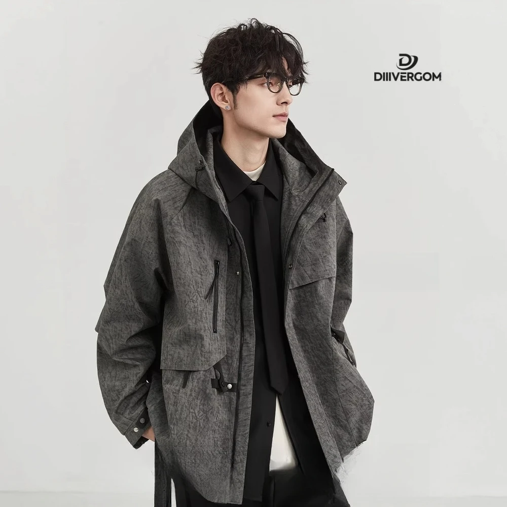 DIIIVERGOM长袖连帽秋季男美式多袋机能夹克秋款工装宽松男装