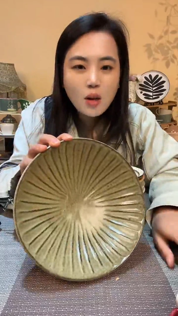 瓷片8.5英寸复古麻点碗 微瑕介意勿拍