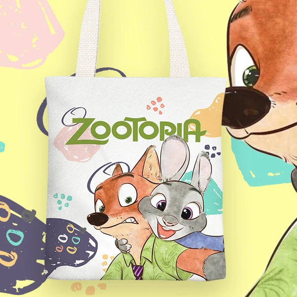 【帆布袋疯狂动物城】卡通可爱儿童单肩包初学生补习袋动物城帆布包