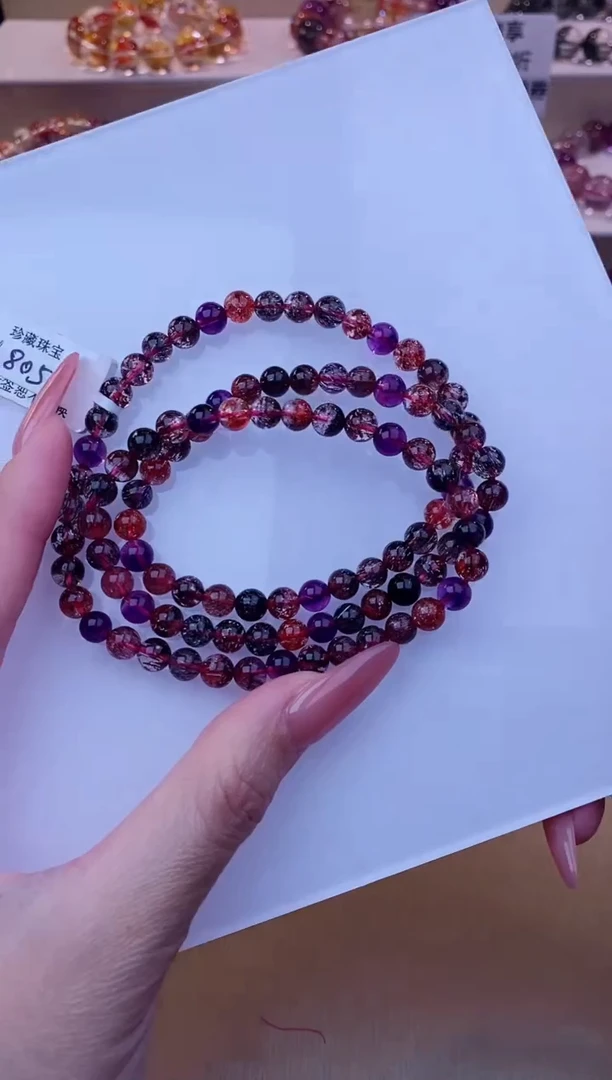 未镶嵌手串水晶黑加仑超七多圈5m+