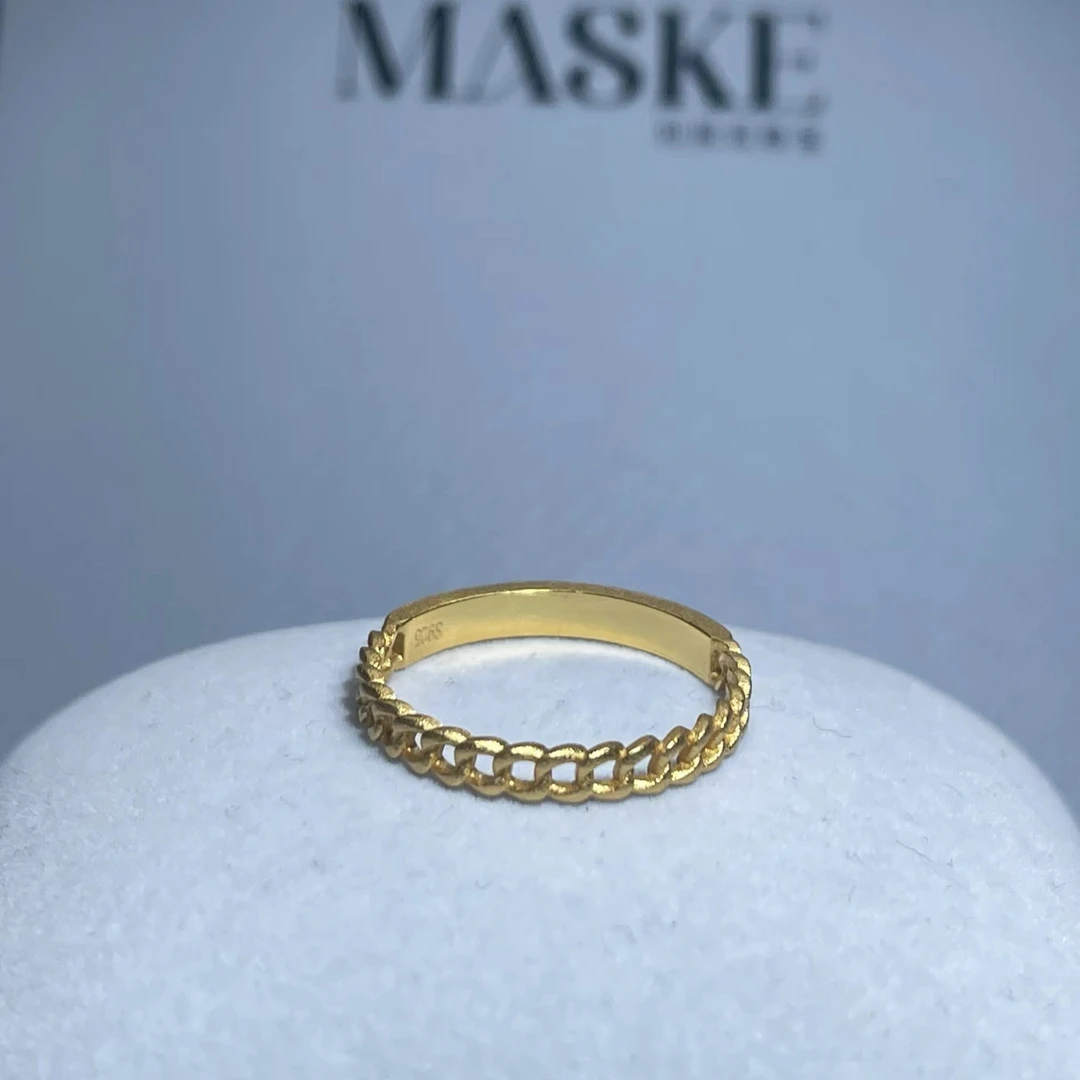 925银戒指 MASKE925银戒指女轻奢气质铸金优雅指戒